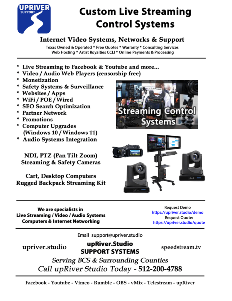 Custom Streaming Control Systems, upRiver studio &amp; support